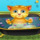 بازی حمام بردن گربه عروسکی سخنگو